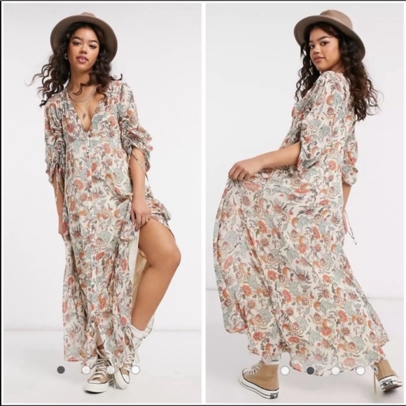NWT Free People Earth Folk Tea Combo Maxi Dress S - Picture 13 of 14
